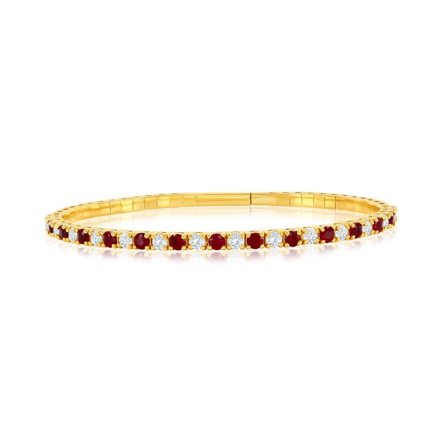 View ALTERNATING ROUND DIAMOND AND RUBY BANGLE