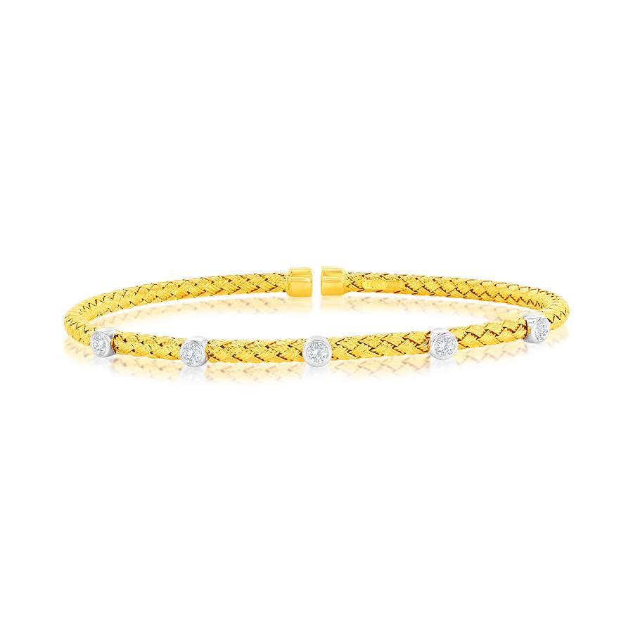 View Yellow gold and Round Diamond Bangle