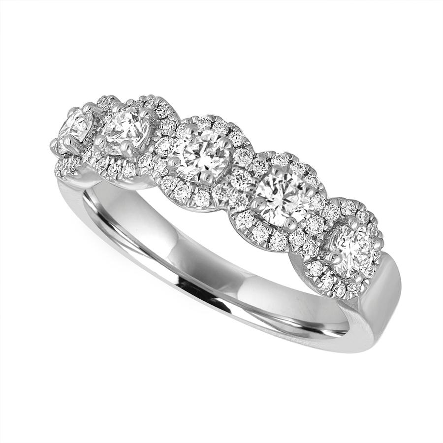 View Five Stone Round Diamond Halo Band