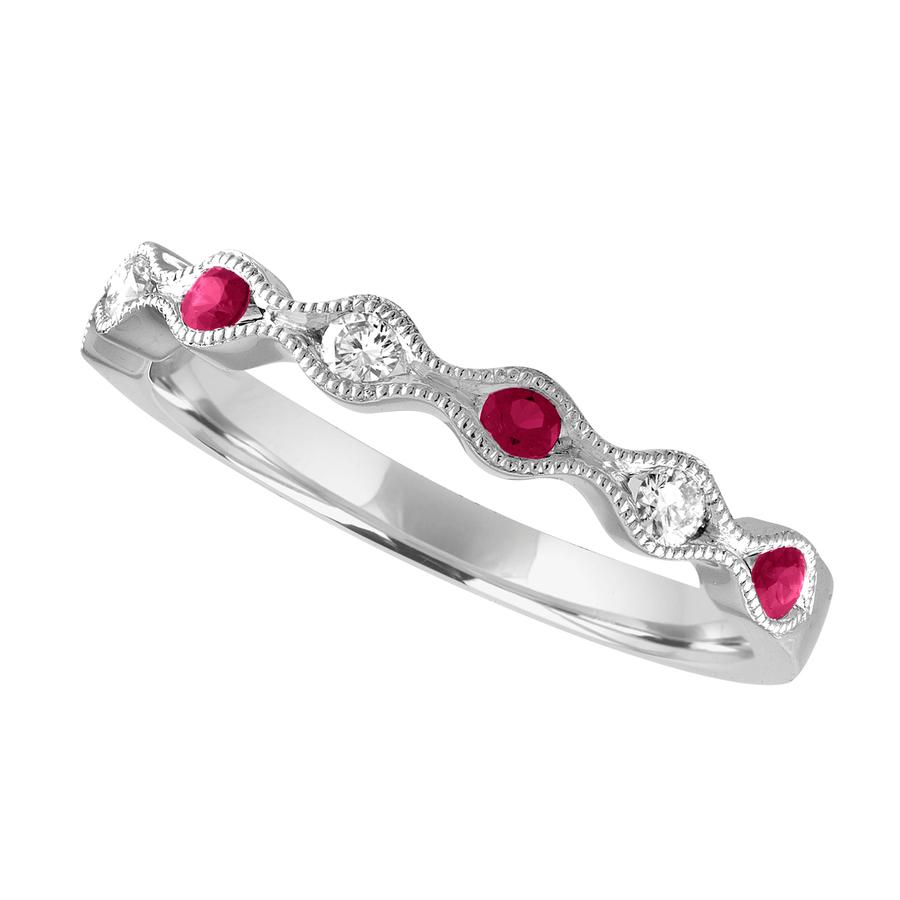 View Round Diamond and Ruby Fashion Band