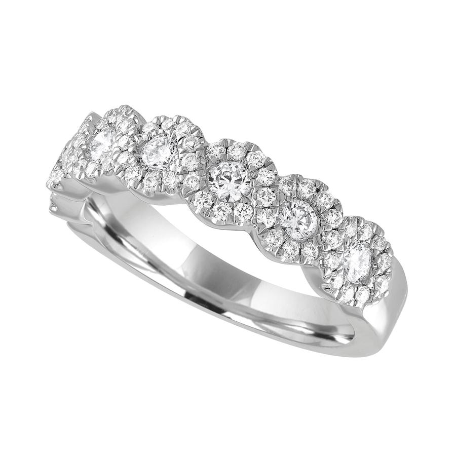 View Five Stone Round Diamond Halo Band