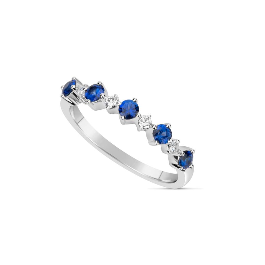 View Round Diamond and Sapphire Fashion Band