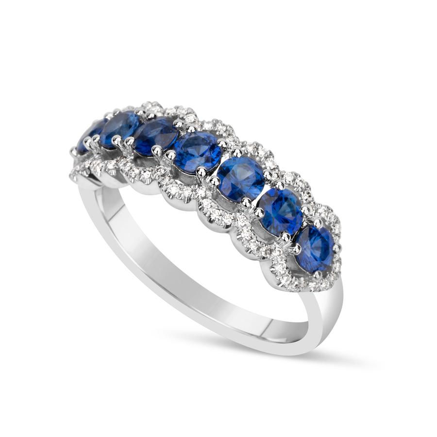 View Round Diamond And Sapphire Fashion Band