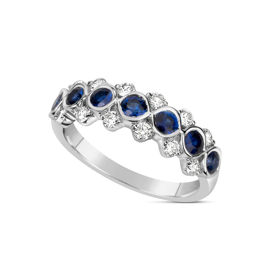 View Round Diamond And Sapphire Fashion Band