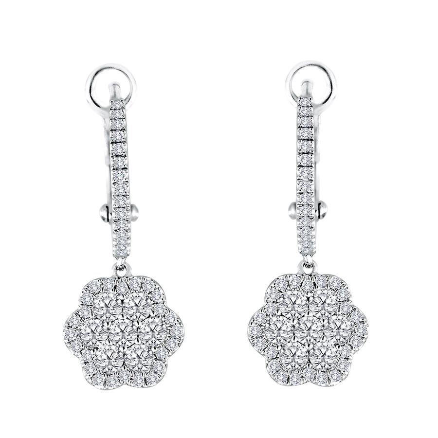 View Diamond Flower Drop Earrings