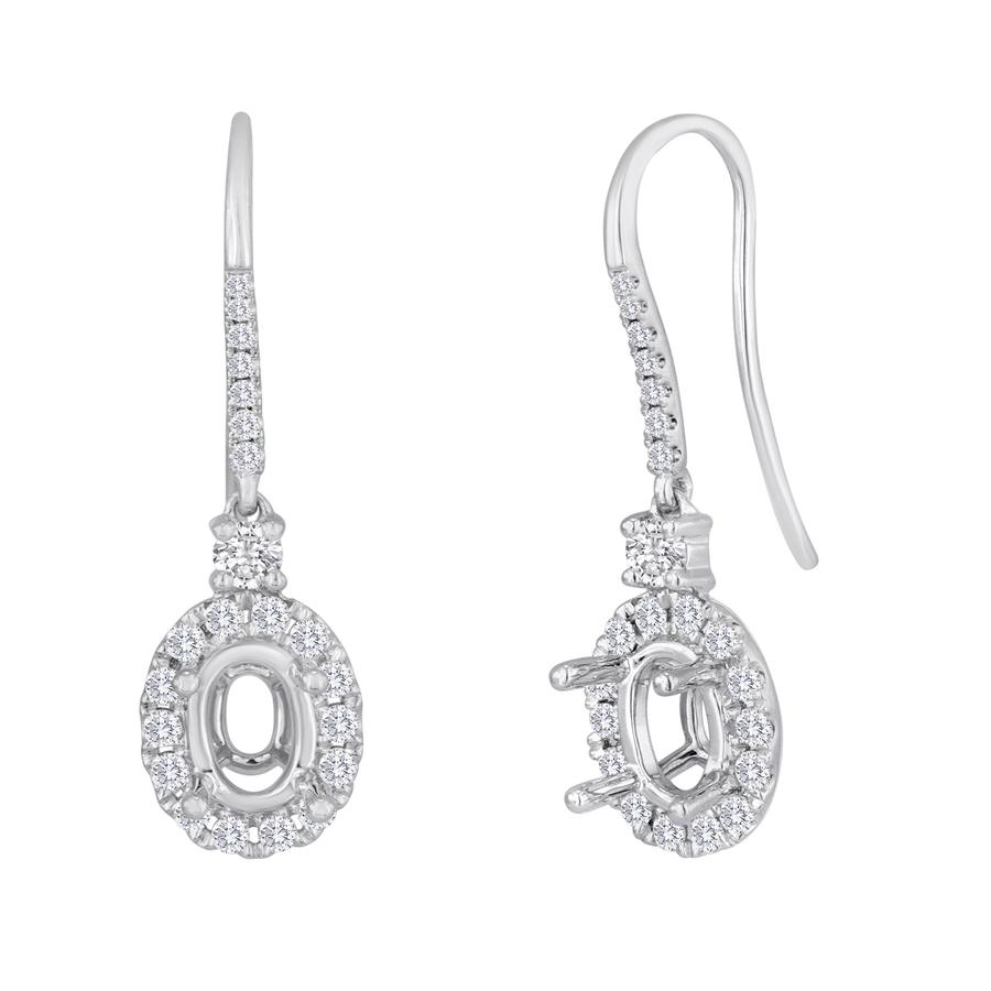 View Oval Diamond Halo Drop Earrings