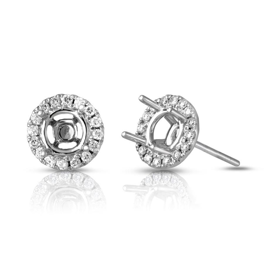 View Round Diamond Stud Halo Earrings