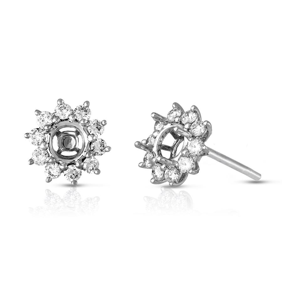 View Round Diamond Princess Di Style Earrings