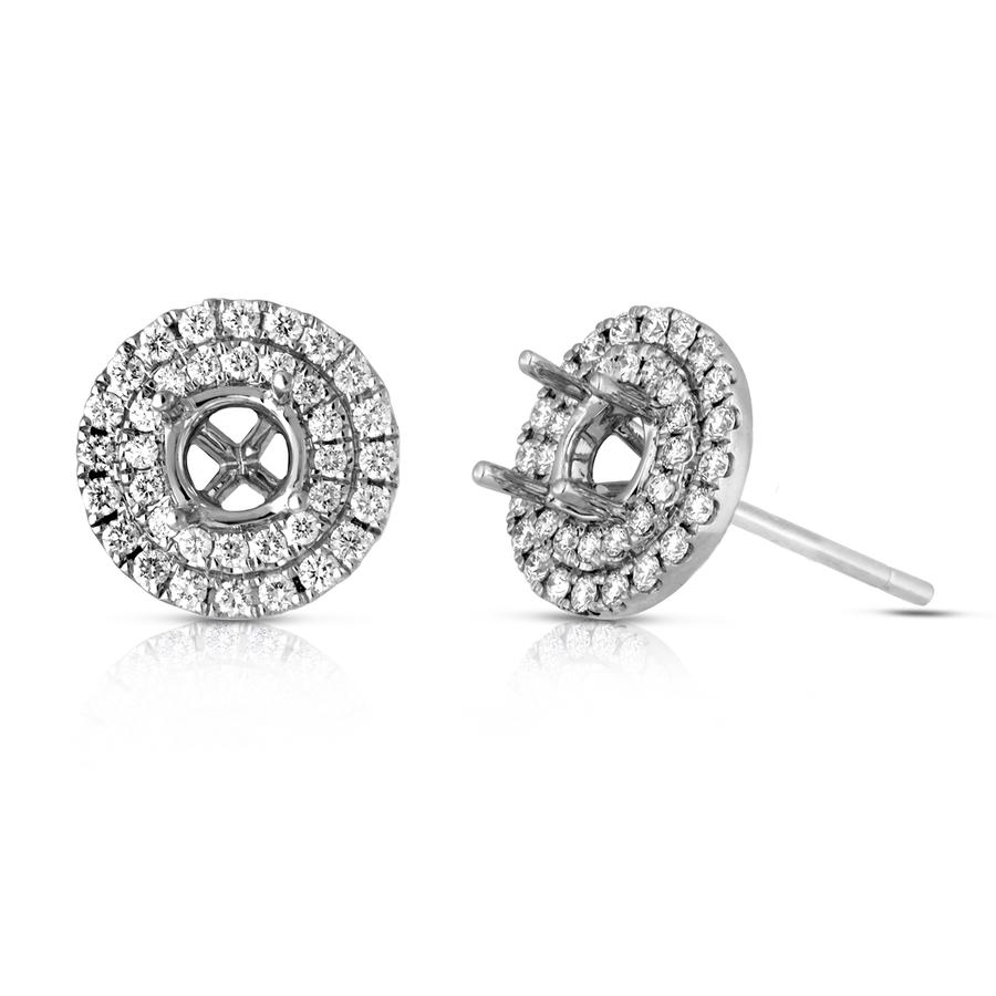 View Double Halo Round Diamond Earrings