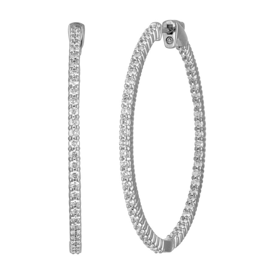 View Round Diamond Hoop Earrings