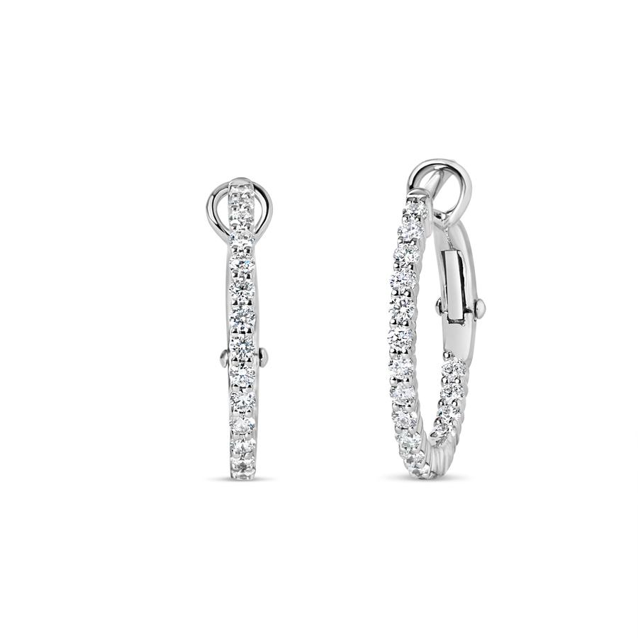 View Round Diamond Hoop Earrings