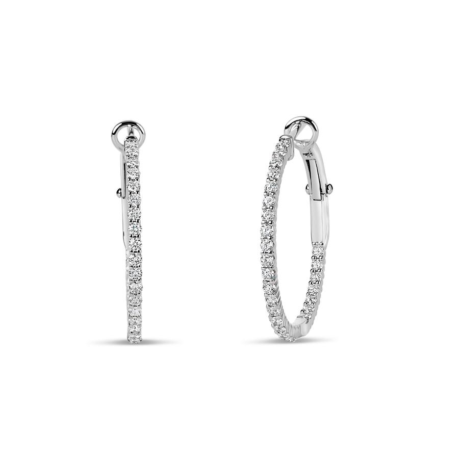 View Round Diamond Hoop Earrings