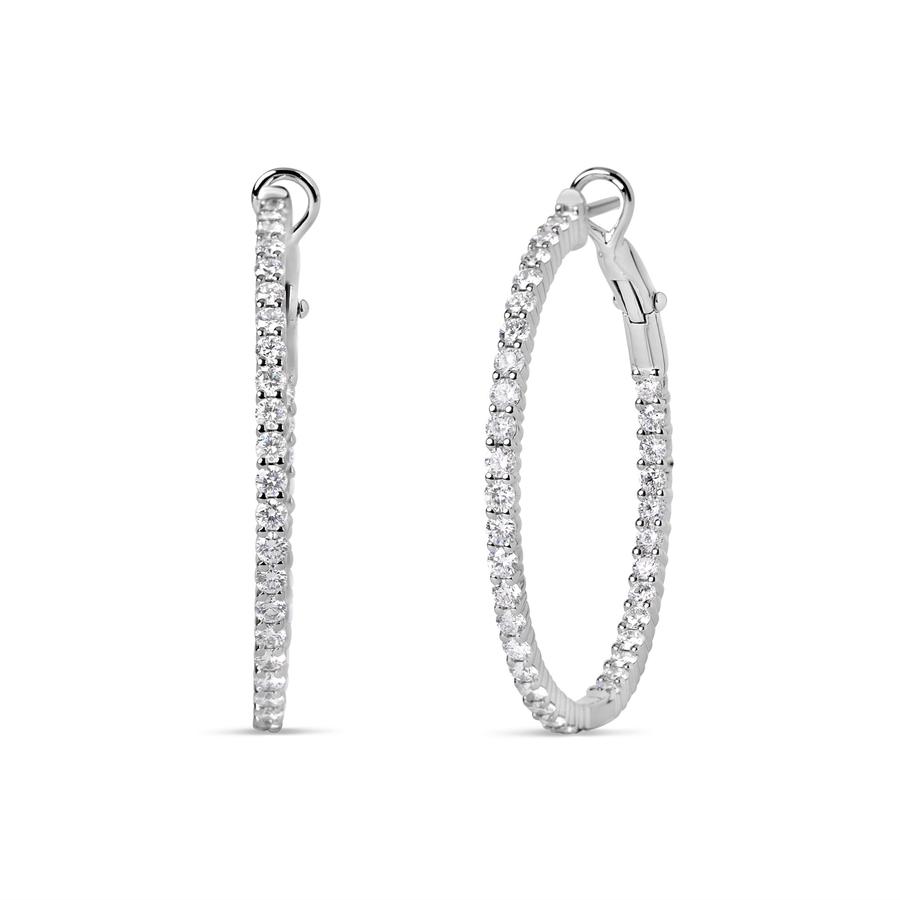 View Round Diamond Hoop Earrings