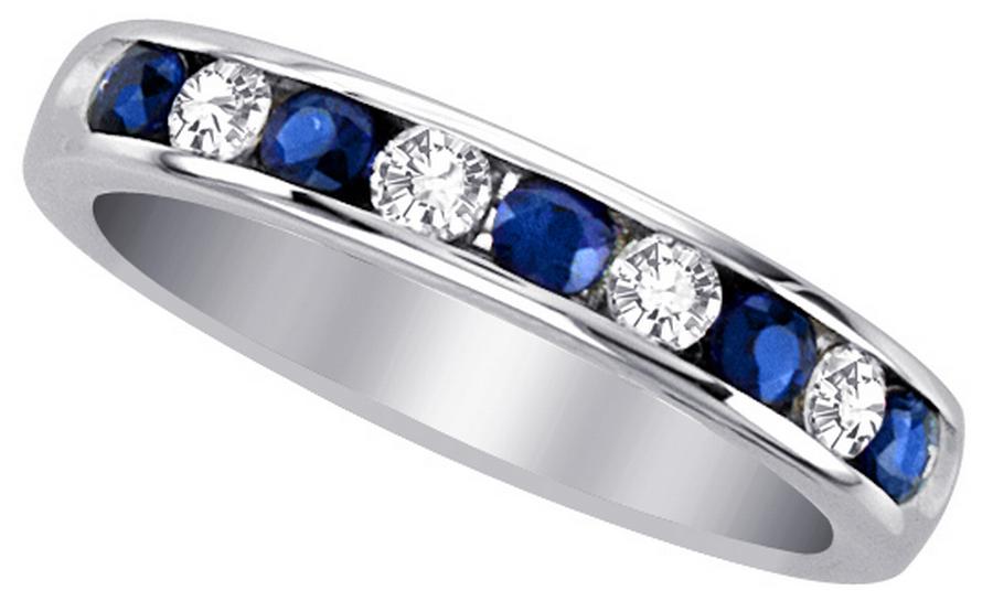 View Sapphire & Diamond Channel Set Band