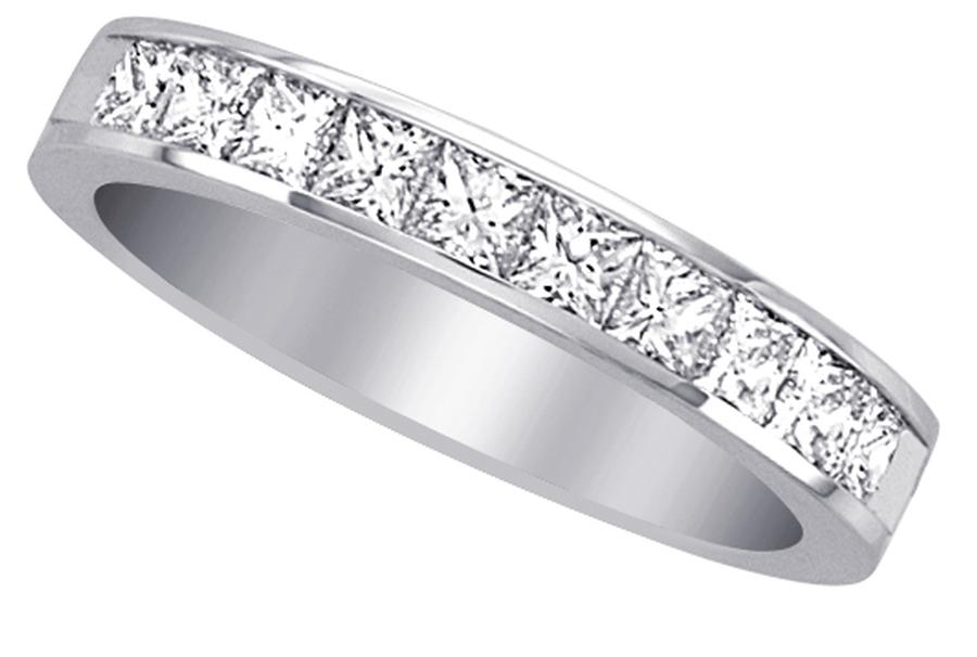 View Channel Set Princess Cut Diamond Half Way Band