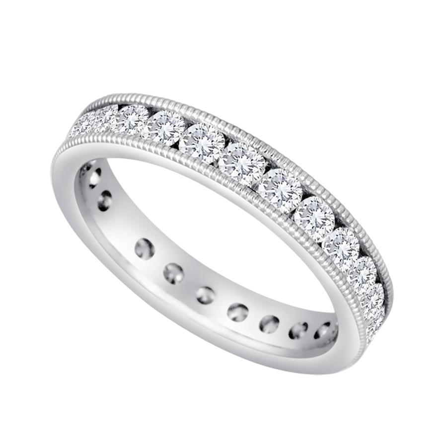 View Channel Set Round Diamond Eternity Band With Milgrain Edging