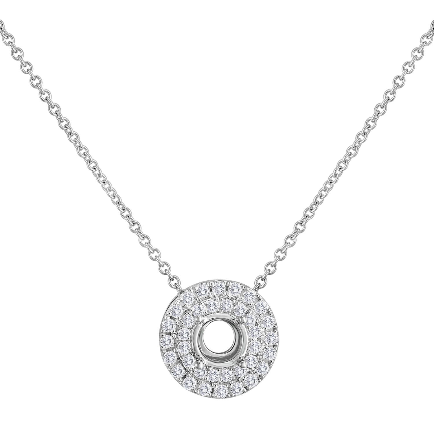 View Double Halo Round Diamond Pendant