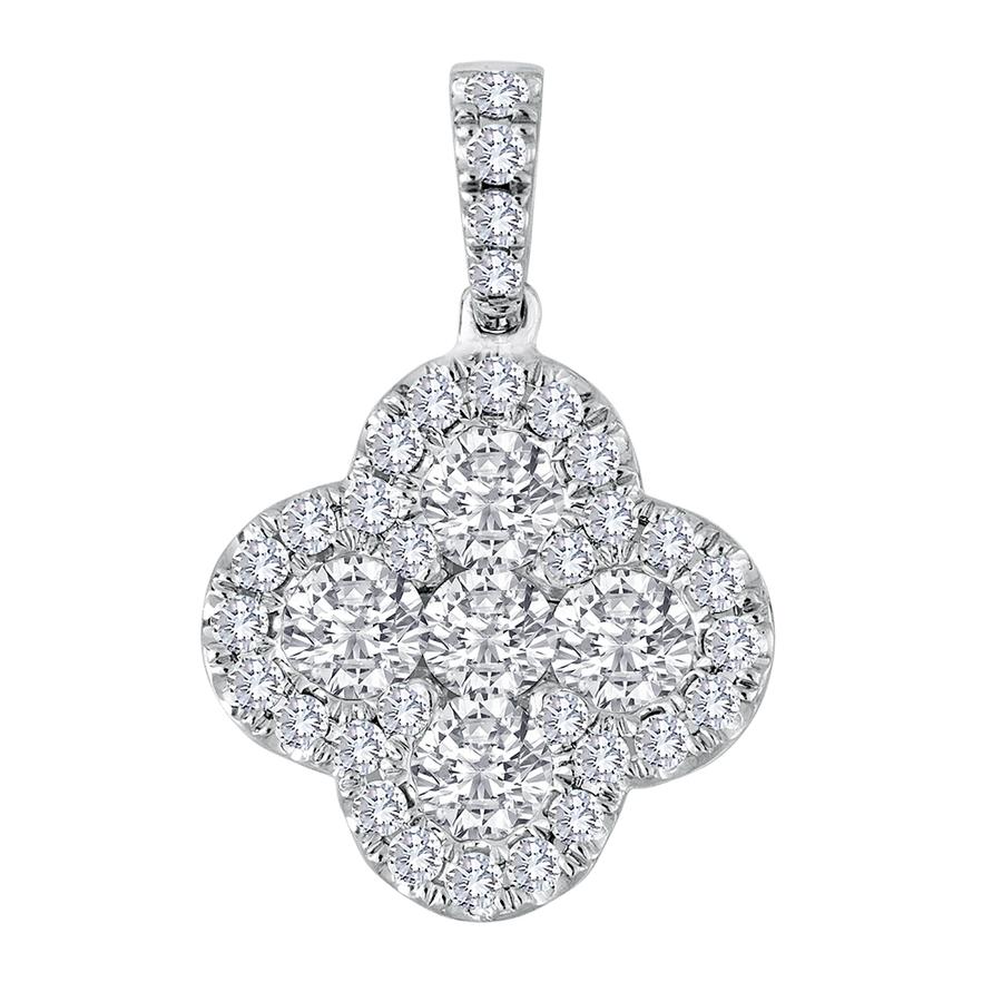 View Round Diamond Flower Pendant with Diamond Bail