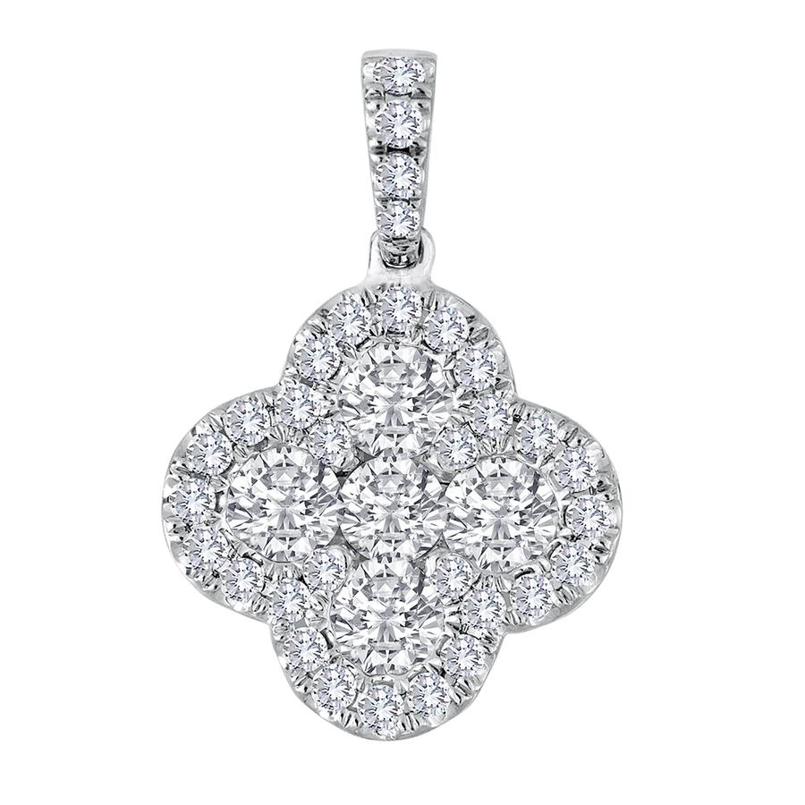 View Round Diamond Flower Pendant with Diamond Bail