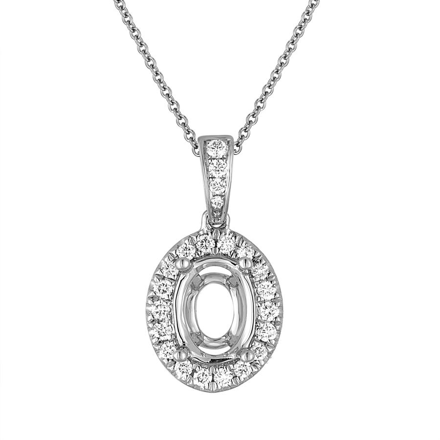 View Oval Shape Diamond Halo Pendant With Bail