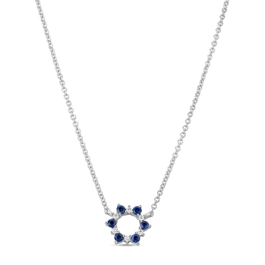 View Round Diamond And Sapphire Fashion Pendant  