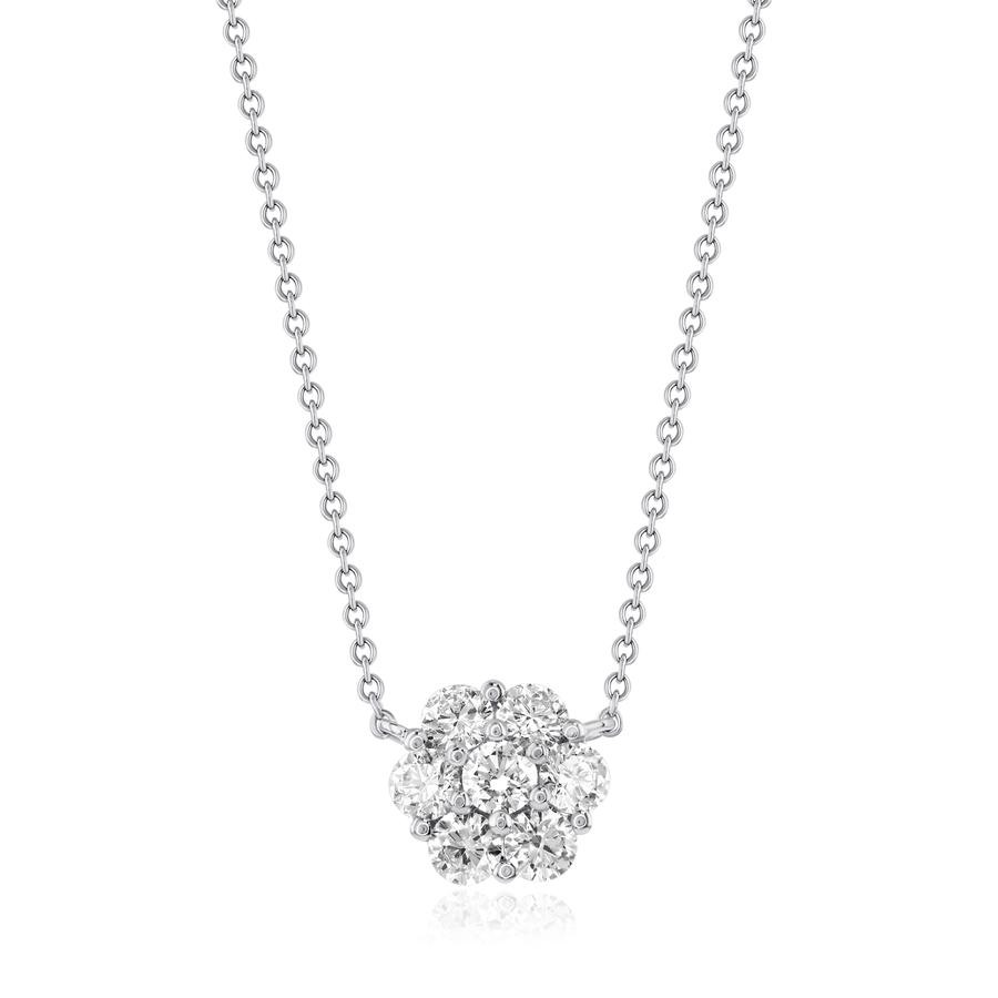 View Round Diamond Flower Pendant
