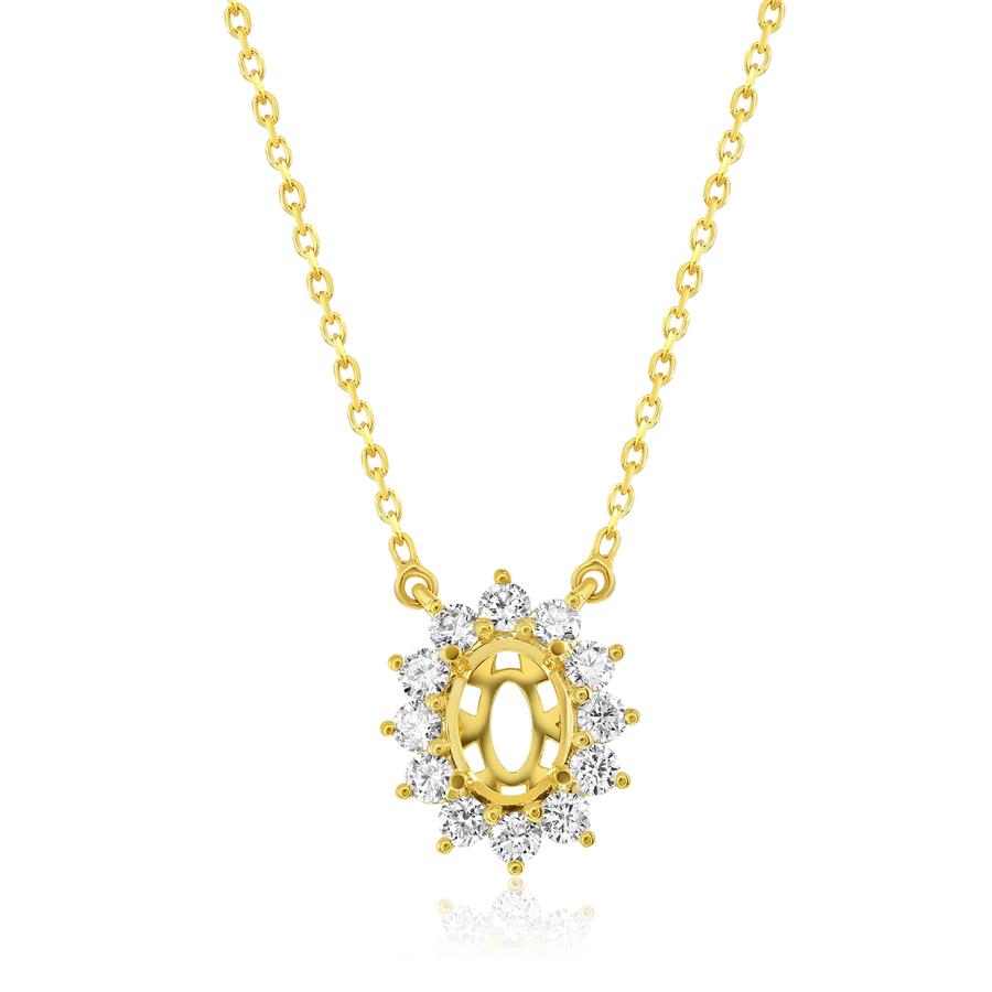 View Round Diamond Pendant for Oval Center