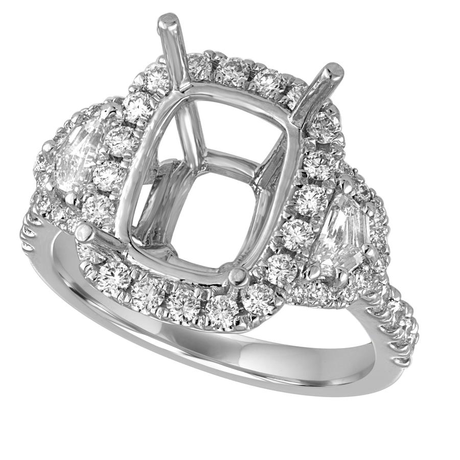 View Cushion Frame Diamond Semi Mounting with Opulate Side Stones And Diamond Shank