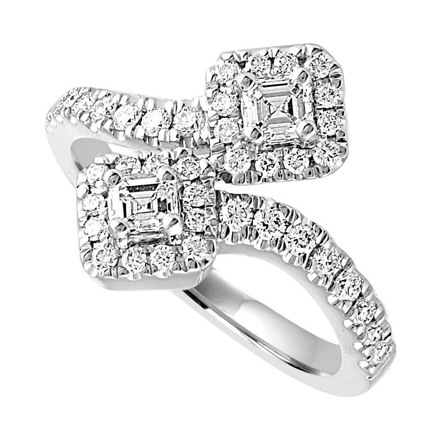 View Ascher Cut & Round Diamond Bypass Ring