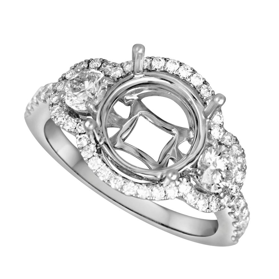 View Three Stone Round Diamond Semi Mounting