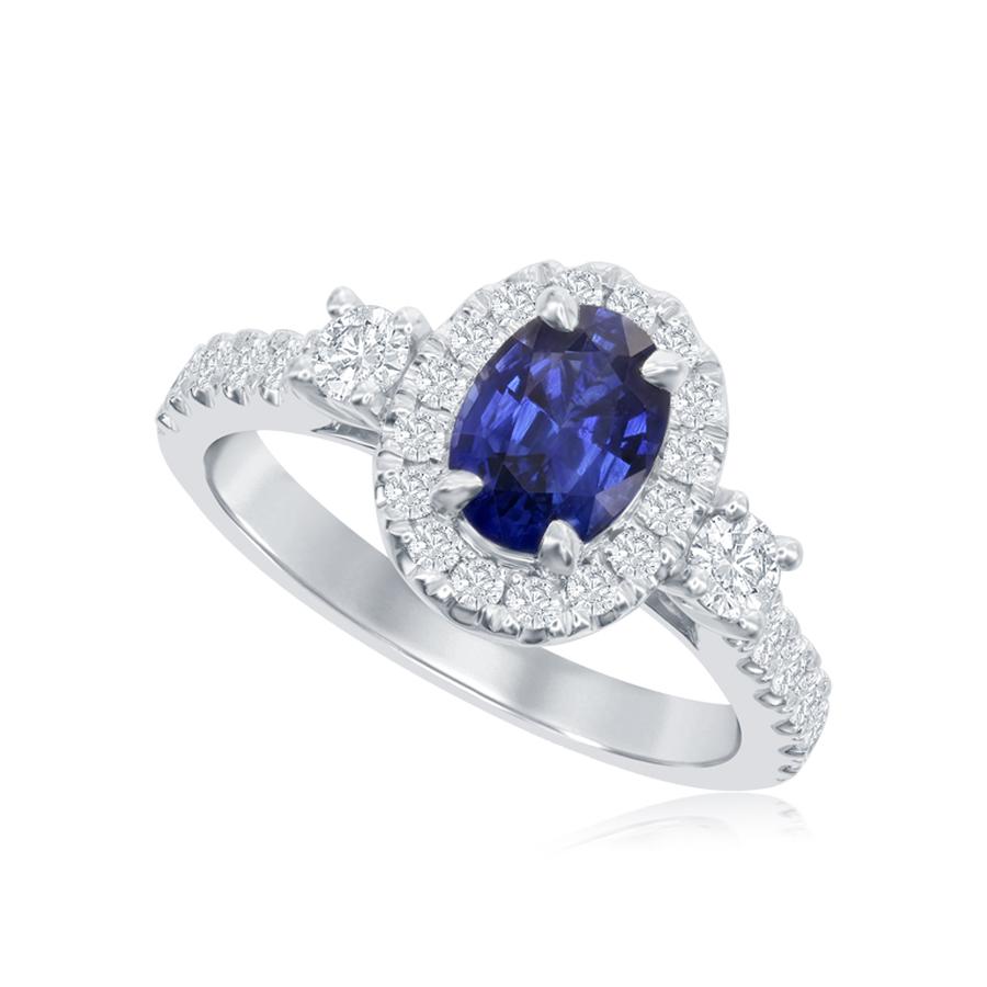 View Oval Sapphire Ring with Round Diamond Accents